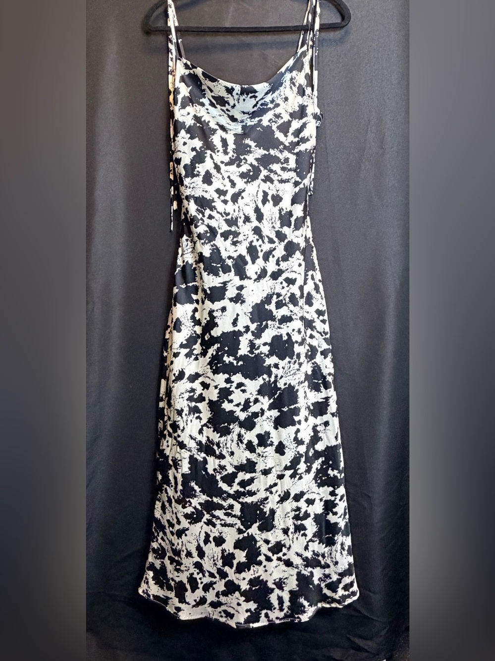 Black & White Abstract Maxi Slip Dress